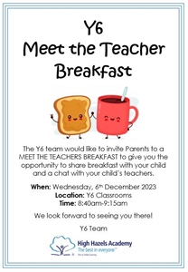 Y6 Meet the teacher breakfast