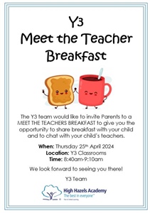 Y3 Meet the teacher breakfast