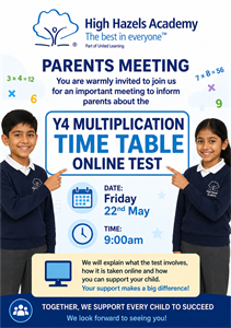 **Y4 Multiplication Test Meeting for Parents**